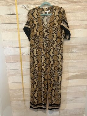 H&M Brown and Black Long-Sleeve Snake Print Jumpsuit Size L/12